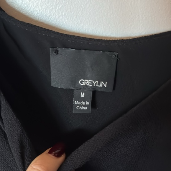 Anthropologie Greylin Black One Shoulder Ruffle Jumpsuit Women’s Size Medium - Picture 4 of 5